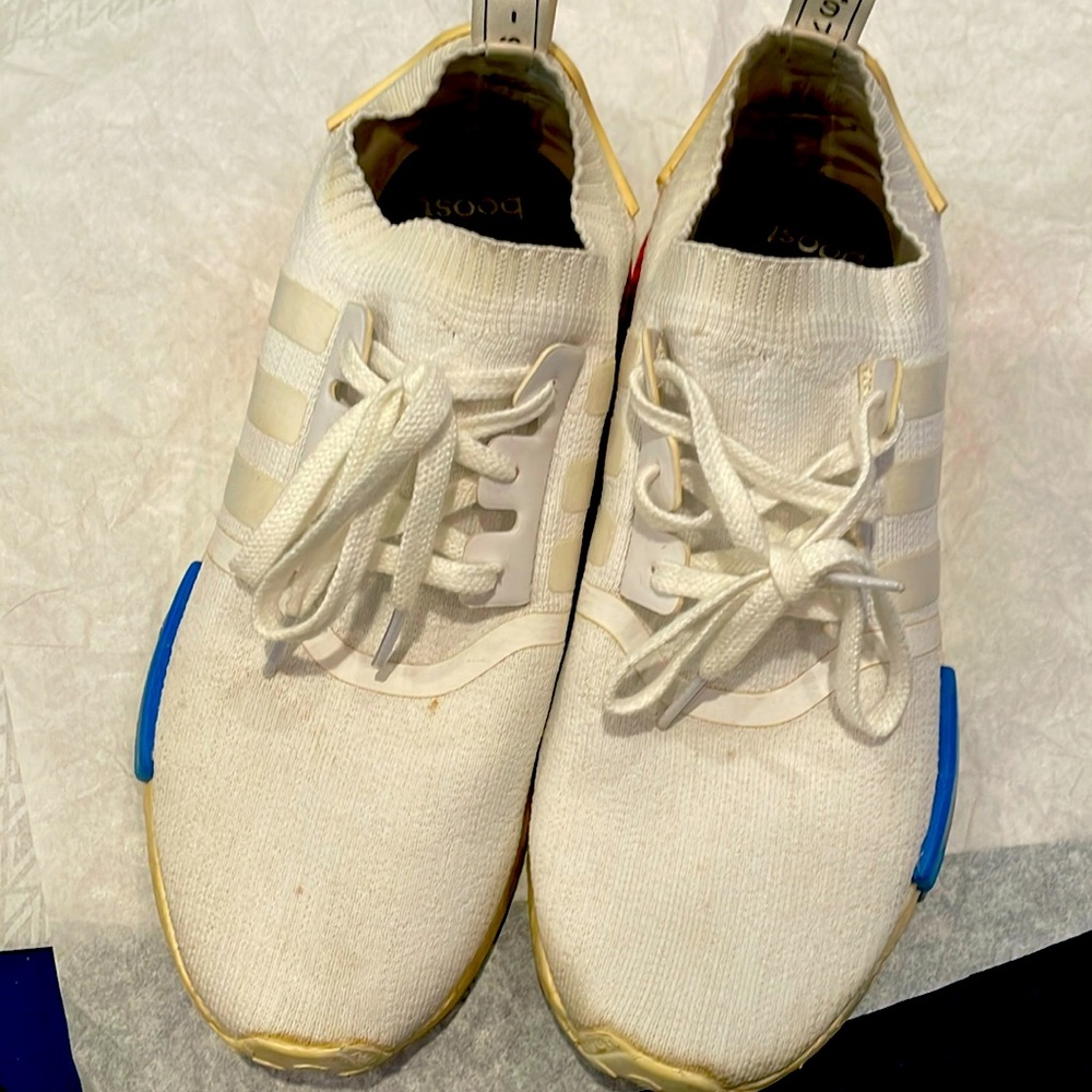 Adidas NMD in White with Red and Blue Highlights